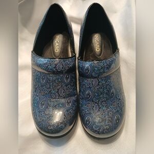 Ingaro Blue Paisley Slip-On Clogs for Women